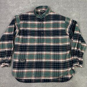 The Vermont Flannel Co Pullover Henley Shirt Men's Large Green Plaid Check